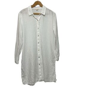 Eileen Fisher 100% Organic Linen High Slit Button Down Tunic Top Extra Small